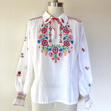 1960s Hand Embroidered peasant blouse 