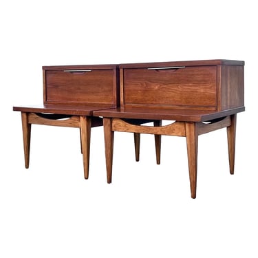 Newly Refinished Kent Coffey Mid Century Tableau Nightstands - a Pair 