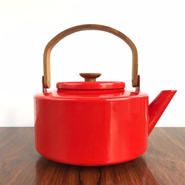 Danish Modern Copco Red Enameled Tea Kettle by Michael Lax 