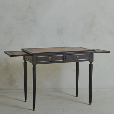 French Writing Desk with Embossed Leather Top in the Style of Louis XVI