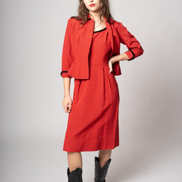 50’s Crimson Dress &amp; Jacket Set