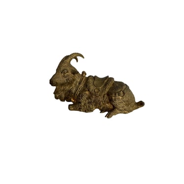 Antique Gilt Bronze Goat Inkwell 