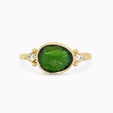 Green Tourmaline & Diamond Ring