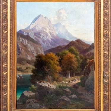 Georg Kobel Alpine Landscape Oil on Canvas