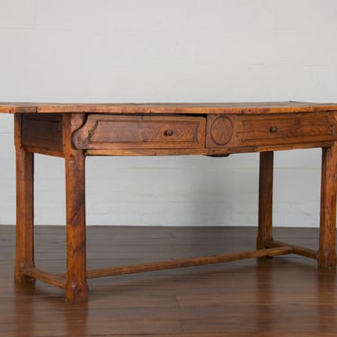 19th Century Country French Farmhouse Walnut Trestle Table 