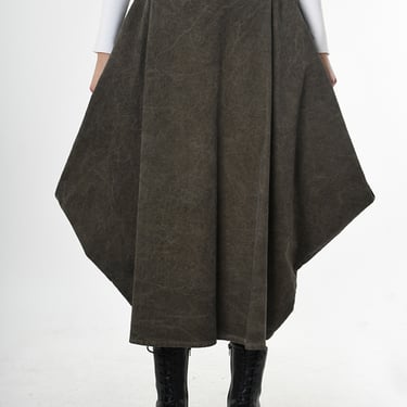 Asymmetric Over Dyed Bubble Skirt in GREEN or BLACK