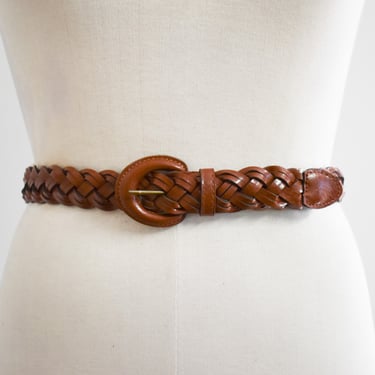 1990s Brown Vinyl Braided Belt 