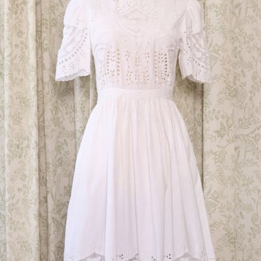 Bright White Broderie Anglaise Dress M
