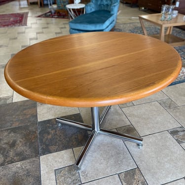 Vintage Teak/Chrome Circular Dining Table