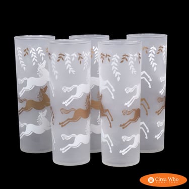 Set of 5 Libbey Frosted Calvacade Glasses