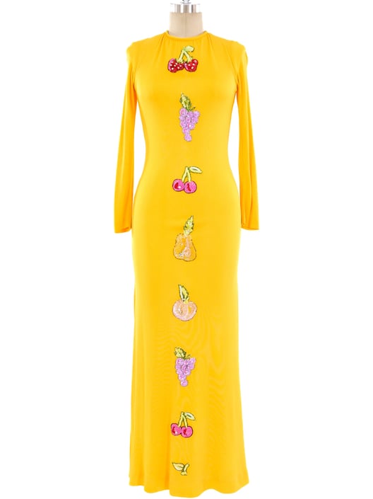 Bob Mackie Embellished Fruit Applique Dress
