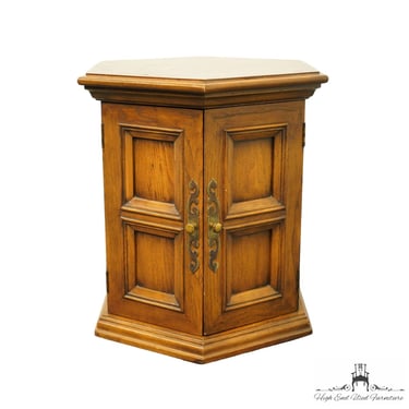 HEKMAN FURNITURE Rustic Country Style Bookmatched Walnut Hexagonal Storage Accent End Table 6725 