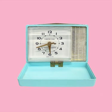 Vintage Clock Retro 1960s Mid Century Modern + General Electric + Trip-Mate + Model 7274 + Turquoise + Light Up Dial + MCM + Table Decor 
