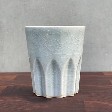Porcelain Ceramic "Peak" Cup  -  Glossy Crackle Celadon 