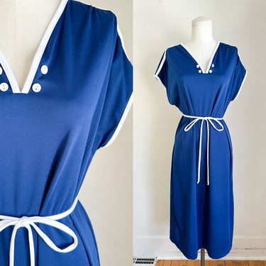 Vintage 1970s Navy Nightgown / L 