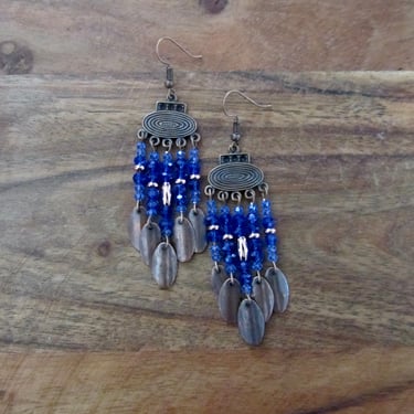 Chandelier earrings, periwinkle crystal and copper gypsy earrings 2 