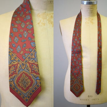 1980s Liberty Dark Red Silk Necktie 
