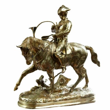 Bronze Sculpture, After Antoine Louis Barye (1796-1875) "The Leader of the Hunt"