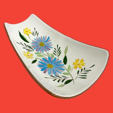 Vintage Stangl Pottery Platter Retro 1960s Mid Century Modern + Country Garden + Flowers + Ceramic + Footed Base + MCM Kitchen + Serving 