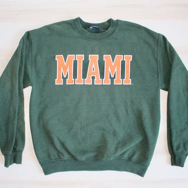 Vintage 90s Miami Sweatshirt, 1990s Collegiate Crew Neck Sweatshirt, University of Miami, Hurricanes, College, Florida, Sports, Streetwear 