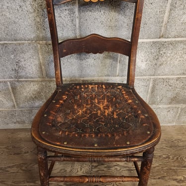 Rustic Chair with Leather Seat 17