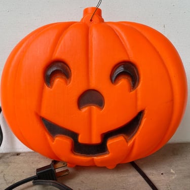 Blow Mold Hanging Light Up JOL, Halloween Jack O Lantern, Vintage, Made In USA 