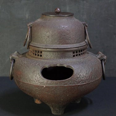 Japan kettle Tea Ceremony Chagama sand cast iron 1900 Japanese Craft 