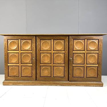 Graphical brutalist credenza, 1970s - vintage brutalist credenza - large brutalist credenza - 1970s brutalist credenza 