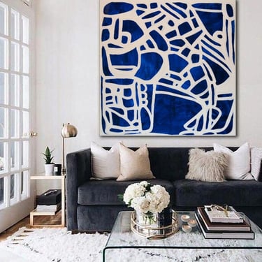 Blue Roads CUSTOM ORDER for Marla Reade LARGE Canvas Painting Abstract Minimalist Original Contemporary Art Home Decor by Art