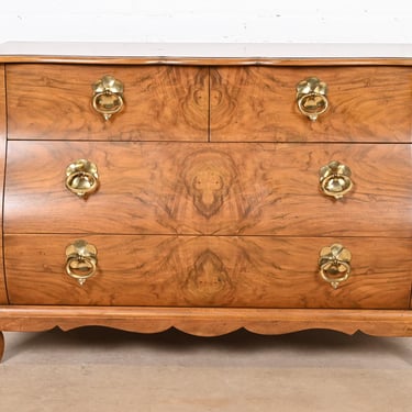 Baker Furniture Louis XV Burled Walnut Bombay Chest or Commode