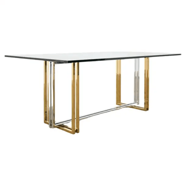 Romeo Rega Style Italian Brass Chrome Dining Trestle Table