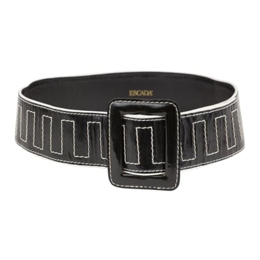 Escada 1986 Ad Campaign Black Patent Leather Waist Belt 