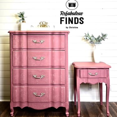 Ravishing Desert Rose French Provincial Dresser and Nightstand 