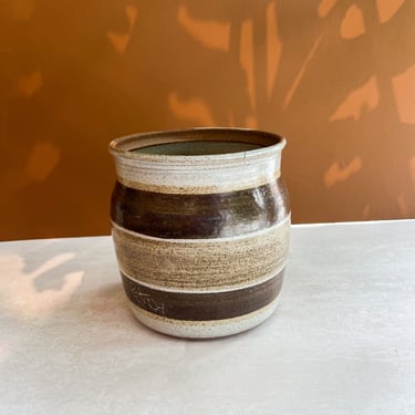 Petrey Signed Ceramic Stripped Studio Pottery