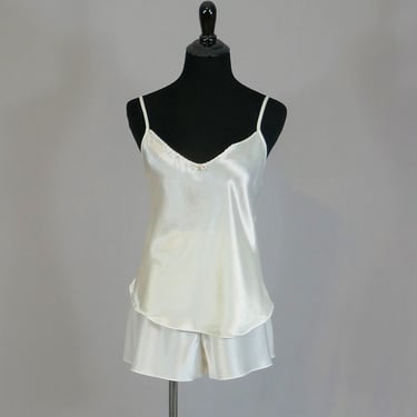 80s Satin Camisole & Panty Set - Cream Cami and Panties - Petra Fashions - Vintage 1980s - Size M 