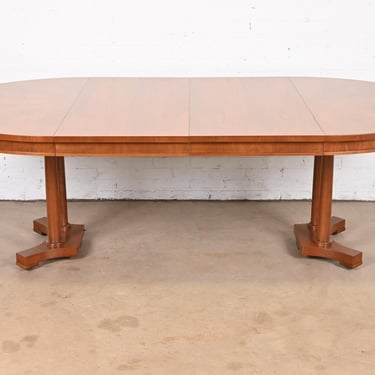 Baker Furniture Neoclassical Cherry Wood Extension Dining Table, Newly Refinished