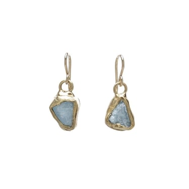 Immersion Solo Drop Earrings - Brass + Aquamarine