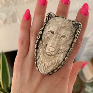 Carved Bear Ring from Nepal