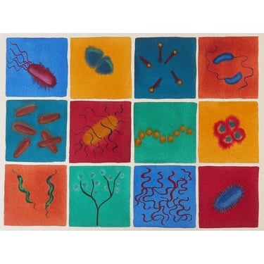 Microbial Riches 9 - original watercolor painting of bacteria - microbiology art 