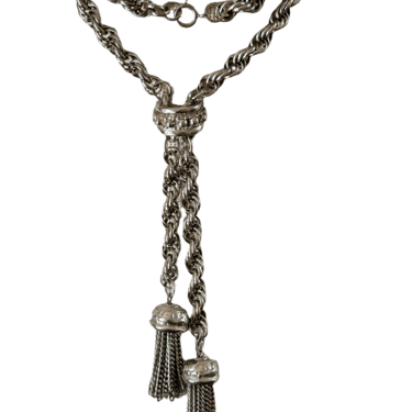 70s Silver Tassel Lariat Necklace