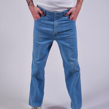 70s Mens High Rise Jeans Light Wash Straight Leg Vintage 1970s Powder Blue Jeans 35