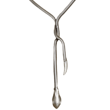 1950s Silver Snake Lariat Necklace