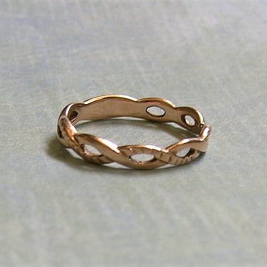 Vintage 14K Slightly Rosy Gold Band Ring, Vintage 14K Gold Ring, Vintage Interlocking Ring Band, Size 5 1/2 (#4223) 