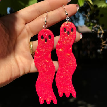 Hot pink Ghost earrings