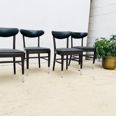 Set of Wood & Vinyl Dining Chairs
