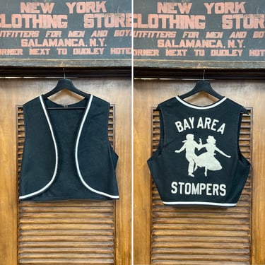 Vintage 1960’s “Bay Area Stompers” Square Dancing Rockabilly Western Cowboy Vest Jacket, 1960’s Vest, Appliqué, Square Dance, Bay Area, 