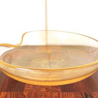 Vintage Large Glass "Thumbprint" Bowl in 24k Goldleaf by Elsa Peretti for Tiffany & Co