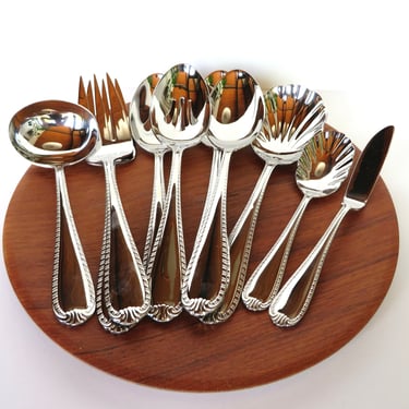 Vintage 10 Piece Reed and Barton Domain Serving Set, 18/10 Stainless Steel Large Hostess Set 