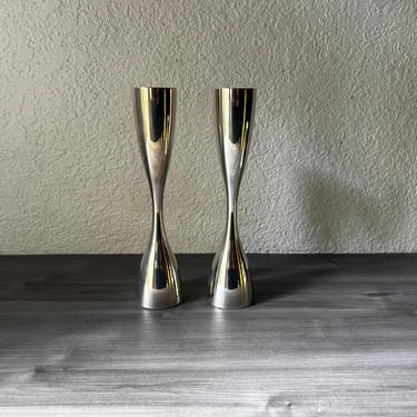 Vintage 1994 Nambe 6030 Silver Metal Candle Sticks 