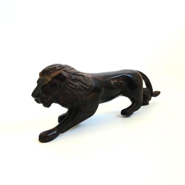 Large Carved Ironwood Lion 